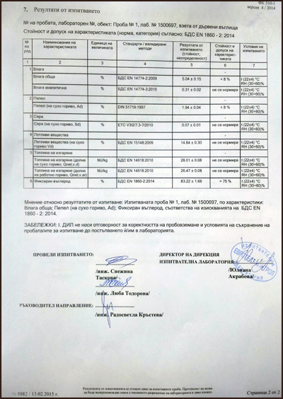 Certificates of Environmental charcoal KOM town. Berkovitza