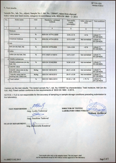 Certificates of Environmental charcoal KOM town. Berkovitza